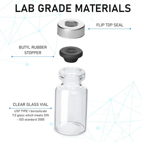 10 Pack 2ml Sealed Sample Vials, Transparent Glass Vials with Self Healing Injection Port (10, 2ML)