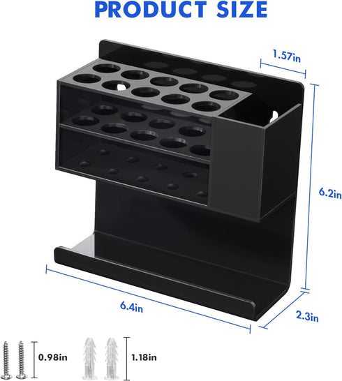 Black Magnetic Dry Erase Marker Holder for Whiteboard, Acrylic Magnet Pen Holder Wall Mount, Black Magnetic Pencil