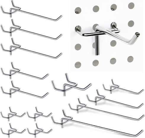 100PCS Heavy Duty Pegboard Hooks for 1/8 & 1/4 Inch Pegboard, Metal Hooks Kits for Hanging Tools