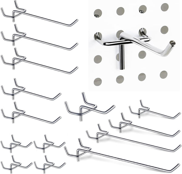 100PCS Heavy Duty Pegboard Hooks for 1/8 & 1/4 Inch Pegboard, Metal Hooks Kits for Hanging Tools