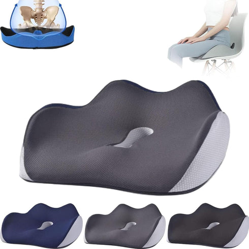 Pootelifys Orthopedic Seat Cushion Ergonomic Memory Foam Seat Cushion Sciatica & Back Pain