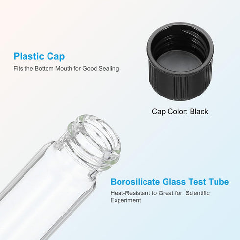 PATIKIL 30ml Test Tubes, 12pcs Glass Clear Round Bottom Test Tube Containers with Plastic Cap