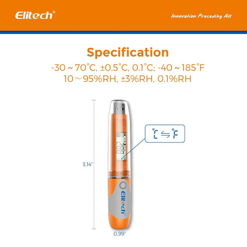 Elitech RC-51H USB Temperature Data Logger, Reusable Digital Recorder for Medical Refrigerator Monitoring