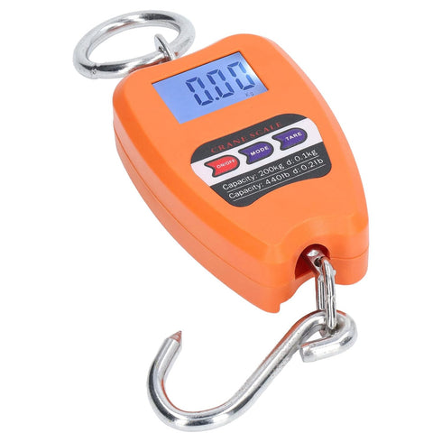 440lb Digital Hanging Scale with LCD Display, Multifunctional Portable Handheld 200Kg Load Mini Crane Hanging Scale