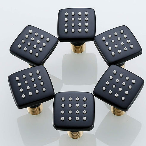 Nozzles.72888-9 RANDOM Shower Body Spray Jets, Matte Black Brass Square Shower Body Sprayer Spa Massage Showerhead Side