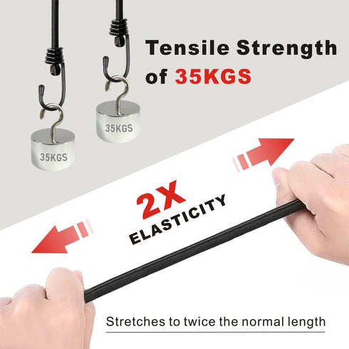 Bungee Cords with Hooks, Heavy Duty Outdoor Elastic Bungee Straps No Odour Industrial Grade Bungee Rope for Securing Tarps, Luggage, Tents, Bikes or Garden Tidying 24inch 4Pcs (Black) by BEXSLE