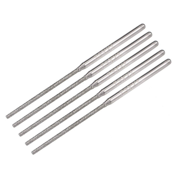 uxcell Mini Diamond Burrs Grinding Drill Bits, 2.35mm Shank, 1.5mm Cylindrical Ball Nose, 5 Pcs