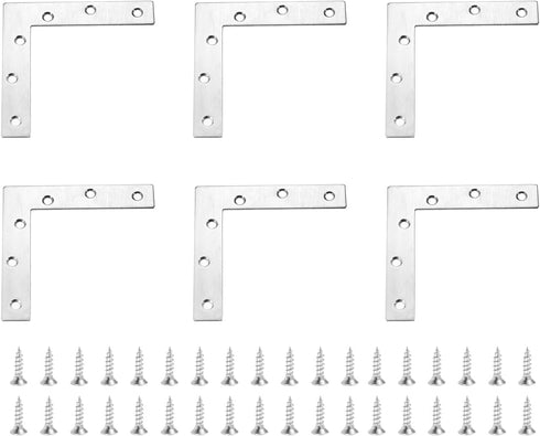 uxcell 6Pcs L-Shaped Brackets Corner Brace, 4.72"x4.72" Corner Bracket Shelf Bracket Right
