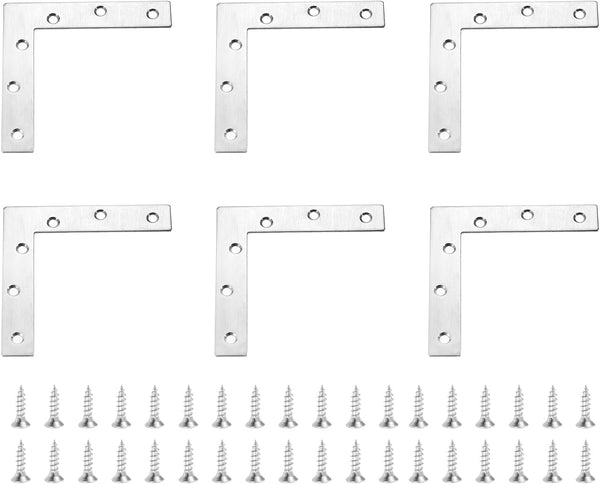 uxcell 6Pcs L-Shaped Brackets Corner Brace, 4.72"x4.72" Corner Bracket Shelf Bracket Right
