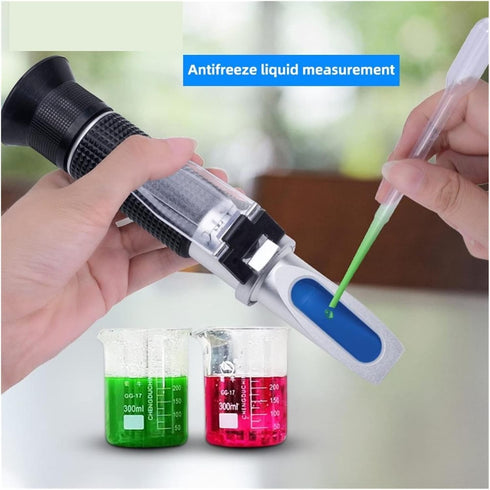 VGVGV 4 1 Brix Refractometer, Hand Held Tester Tool in Engine Fluid Glycol Antifreeze Freezing Point Car Battery