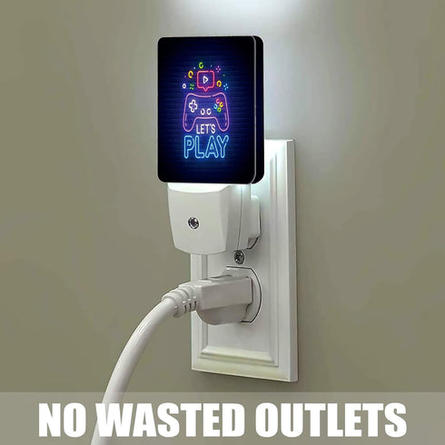 Game Neon Night Light, Let's Play Game Night Lights Plug into Wall Decor for Bedroom, Bathroom, Hallway, Kitchen, Dusk