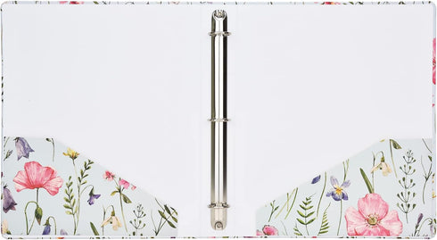 Vintage Retro Flower Plants 3 Ring Binder, 1 Inch Round Rings, Floral Plants Organizer