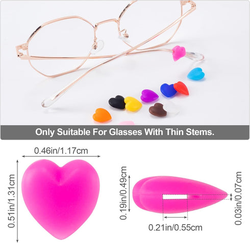 Silicone Eyeglasses Ear Grips - Heart-Shaped Retainers for Sunglasses