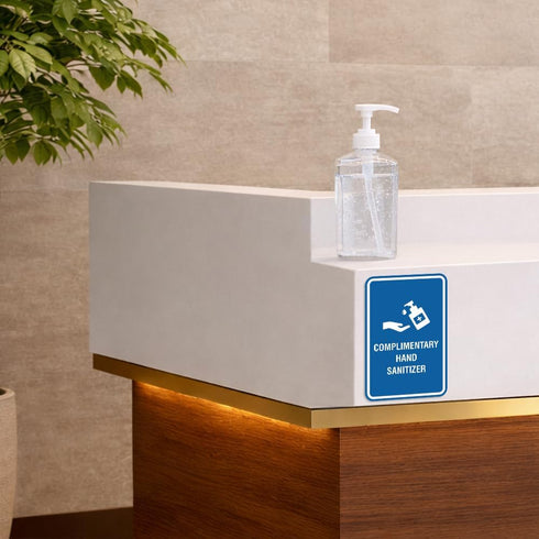 Large Round Hand Sanitizer Sign - Black/Silver