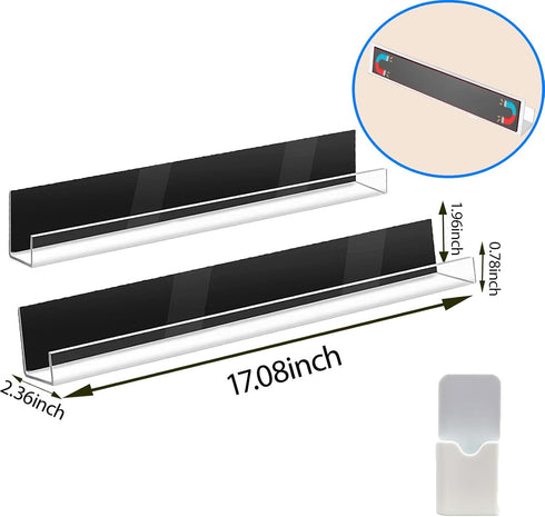 podafu 2 Pack 17 Inch 12 Lbs Super Magnetic Book Shelf Floating Bookshelves for RefrigeratorsWhiteboards and Folders