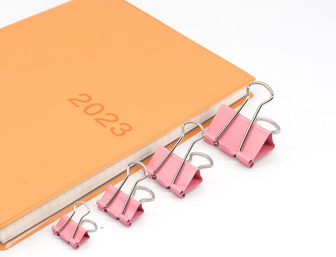 Binder Clip, Assorted Sizes Paper Binder Clips, (Large, Medium, Small, X-Small) for Office School, 84 Pack (Pink)
