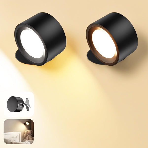 Wall Mounted Lamp LED Wall Lights with Rechargeable Battery Operated, 3 Color