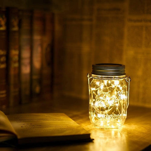 12 Pack 30 YJFWAL Mason Jar Solar Lights, LED Mason Jar Solar Fairy Lights, Lantern String Lid Light with Hangers