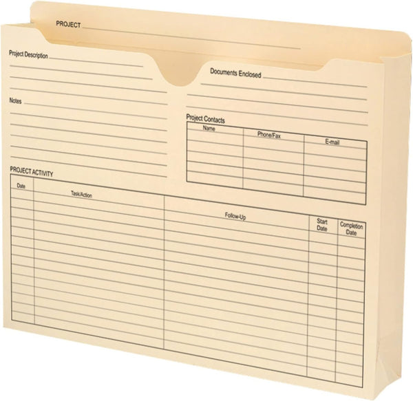 Smead Project File Jacket, Letter Size, Manila, 50 per Box, 2" Expansion, Reinforced Straight-Cut Tab