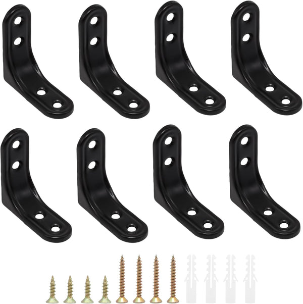 OYWOBET 8pcs 2 Inch Black Heavy Duty L Brackets, Wall Mount L Corner