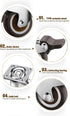 GBL 1" Small Caster Wheels with 2 Brakes + Screws - Set of 4 Low Profile Silent Casters for Cart and Furniture
