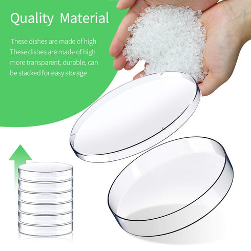 40 Pack Sterile Plastic Petri Dishes with Lid, 90mm Diameter x 15mm Deep (90MM-40PACK)
