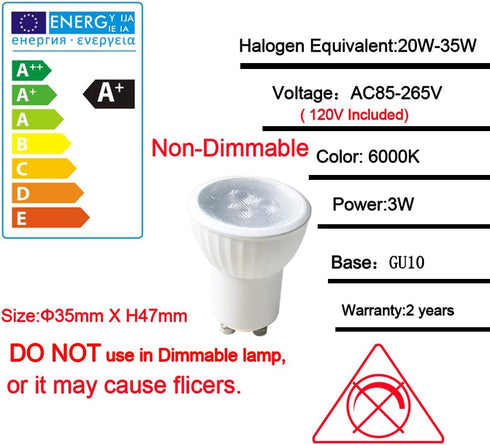 MR11 GU10 35mm Mini LED 3W 120V Non-Dimmable Spotlight Small Bulb Replace 35W Halogen Bulb Equivalent GU10 LED Spotlight by ukzboss
