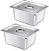 Mifoci 2 Pack Stainless Steel Steam Hotel Pan with Lid, Reusable Anti Rust Steam Table Pan for Home and Restaurant