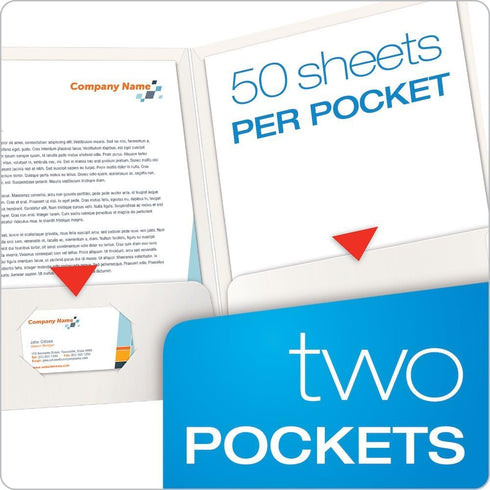 Oxford Laminated Twin-Pocket Folders, Letter Size, White, Holds 100 Sheets, Box of 25