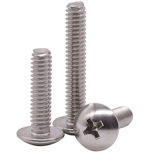M4-0.7 x 35mm Truss Head Machine Screws, 304 Stainless Steel 18-8, Phillips Drive, Mushroom Head, Full Coarse Thread