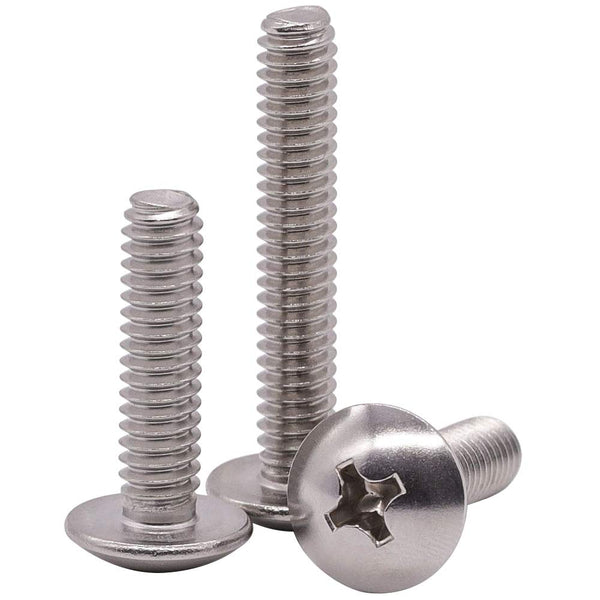M4-0.7 x 35mm Truss Head Machine Screws, 304 Stainless Steel 18-8, Phillips Drive, Mushroom Head, Full Coarse Thread