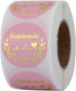 Yoption 1.5 Inch Round Handmade with Love Stickers - Pink for Packaging, 500 Labels per Roll