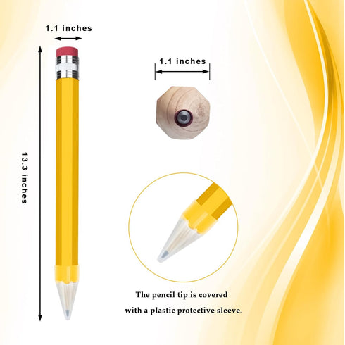 Wooden Jumbo Pencils 13.3'' Funny Giant Pencil For Party Favors Novelty Large Pencil For School Home Office Prop Supplies 2pcs Yellow by lyforx