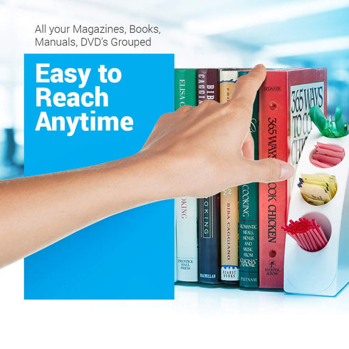 AdirOffice Smart Quarter Bookends & Office Desk Organizer - Heavy Duty Plastic w/Non Skid Bottom - Includes Storage