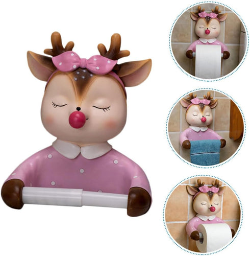 Deer-Themed Wall-Mounted Tissue Holder for Bathroom - Space-Saving Design