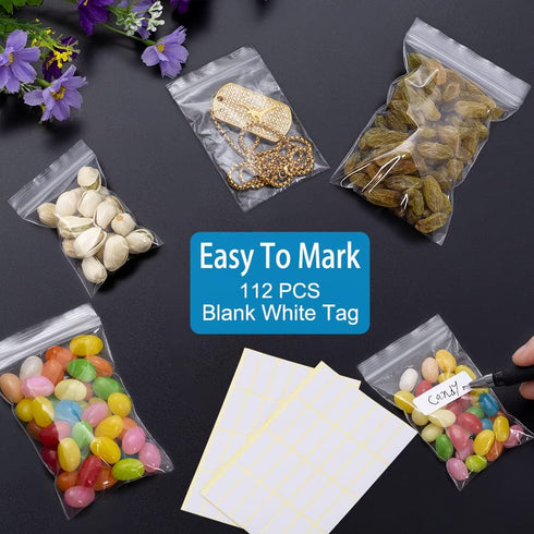 Small Plastic Bags, 400 PCS Mini Zip Lock Bags, 4 Assorted Sizes, Transparent Resealable Bags for Beads, Screws