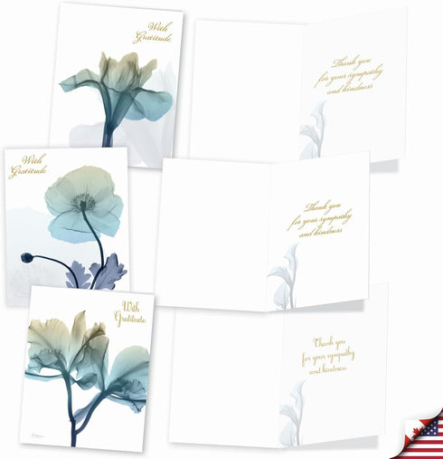 The Best Card Company - 20 Bulk Sympathy Thank You Cards (4 x 5.12 Inch) - Boxed Bereavement Notecards, Assorted Set