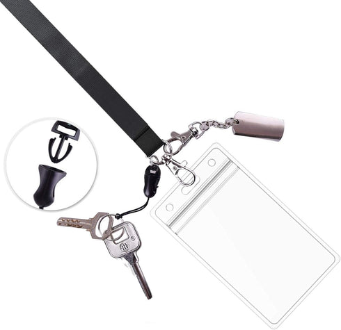 Lanyard with ID Badge Holder, Black Breakaway Lanyards for ID Badges, Keys, 5 Pack