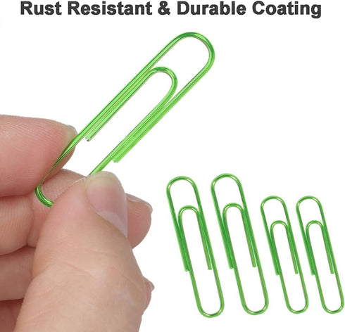 Paper Clips Assorted Sizes, 400 Pieces, Sturdy Coated Paper Clips, 2" (50mm) Large and 1.3" (33mm) Medium Size for