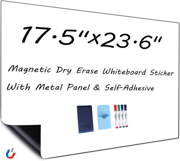 Magnetic Whiteboard Contact Paper, Self-Adhesive Dry Erase Board Sticker for Walls, Includes Marker and Eraser