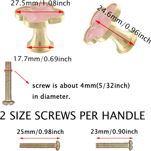 6 pcs Clover Knobs Four-Leaf Clover HandlesCabinet Knobs Pulls Dresser Knobs Drawer Pull Handles for Cupboard Drawer Pulls Door Knobs (Pink) by LLDYNW