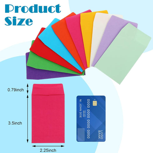 Geyee 500 Pcs Small Coin Envelopes Seed Envelopes Small Tip Envelopes for Cash Self Adhesive Mini Envelopes for Seeds Storage for Home Wedding Garden and Office (Colorful,2.25 x 3.5 Inch)
