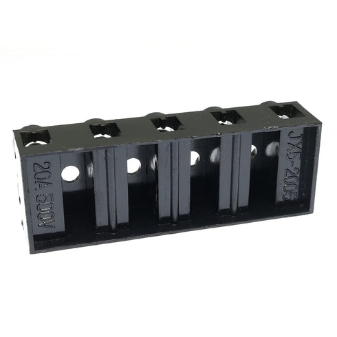 RLECS 500V 20A 5 Position Double Row Screw Terminal Block, Black Electrical Barrier Terminal Strip