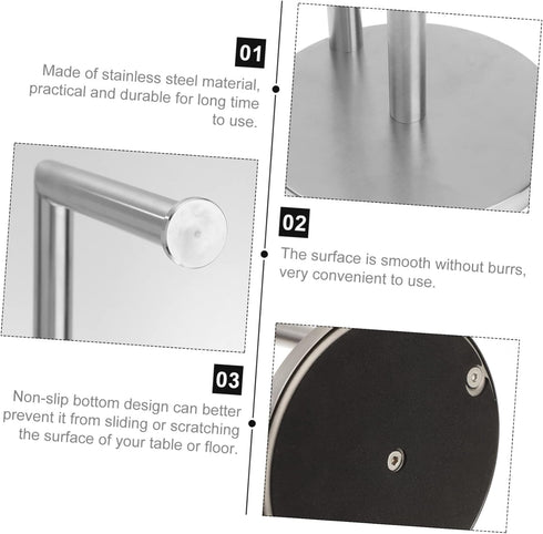 TEHAUX Vertical Paper Towel Rack Storage Roll Paper Holder for Bathroom and Kitchen Non- Base Modern Design for Easy