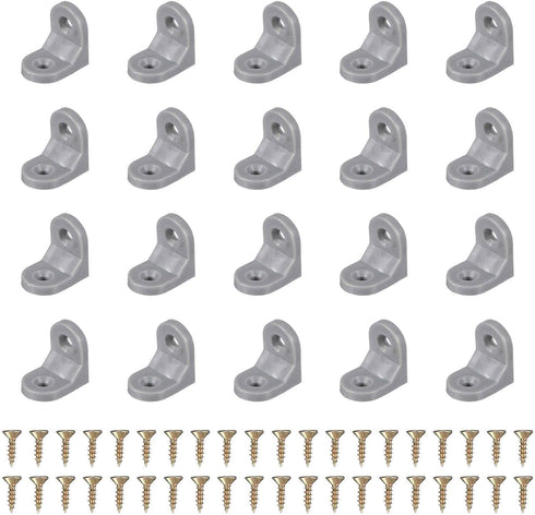 HARFINGTON 50pcs Plastic l Brackets 0.7"x0.9" (16.6x23.1mm) Small Round l Shape Bracket