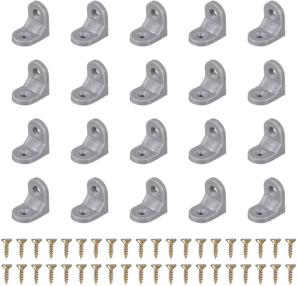 HARFINGTON 50pcs Plastic l Brackets 0.7"x0.9" (16.6x23.1mm) Small Round l Shape Bracket