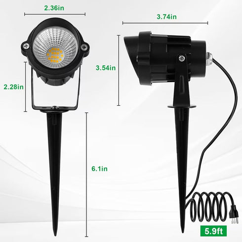 120V 5.9 3 Pack Outdoor Landscape Spotlights, LED Spot Light Waterproof for Garden and Yard Up Lighting, Warm Light