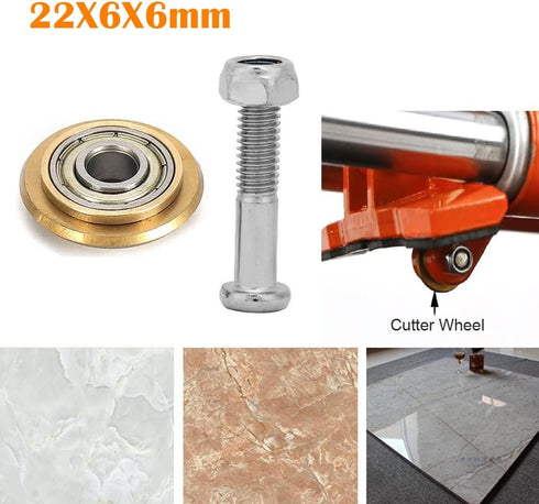 2 Pack Premium Tungsten Carbide Tile Cutter Wheel Replacement, 22 6 6mm Scoring Blade with Bolt Lock Nut for Ceramic