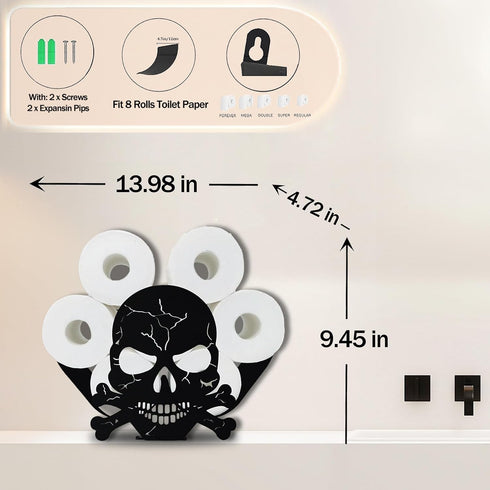 8 Teaeeno Skull Toilet Paper Holder - Animal Toilet Paper Storage, Funny Bathroom Decor, Metal Holder for Extra Rolls