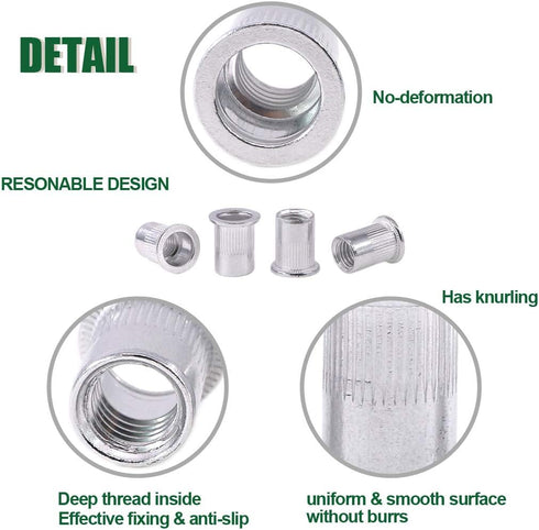 Keadic 100Pcs M5 Metric Rivet Nuts, Aluminum Flat Head Threaded Insert Nutserts for Automotive and Furniture Decoration